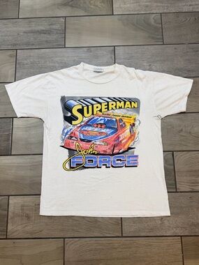 Vintage 1999 John Force Superman Castrol GTX NHRA Double-Sided Racing T-Shirt